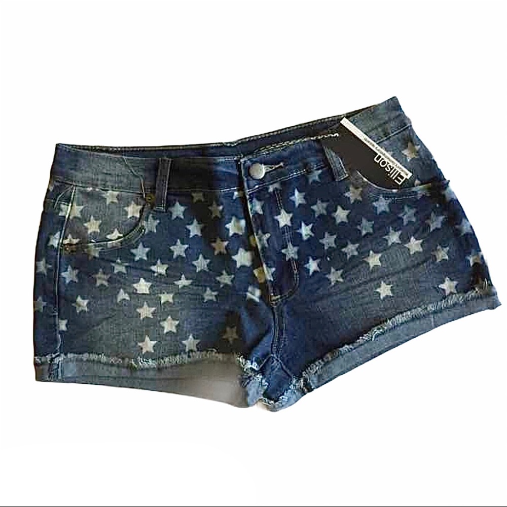 Ellison Jean shorts w/white stars-NWT-Sz Med.